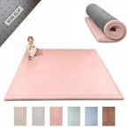 Stylish Coral Velvet Baby Play Mat 60" x 80" Pink – Soft 1" Thick High-Density by HakunaMatte