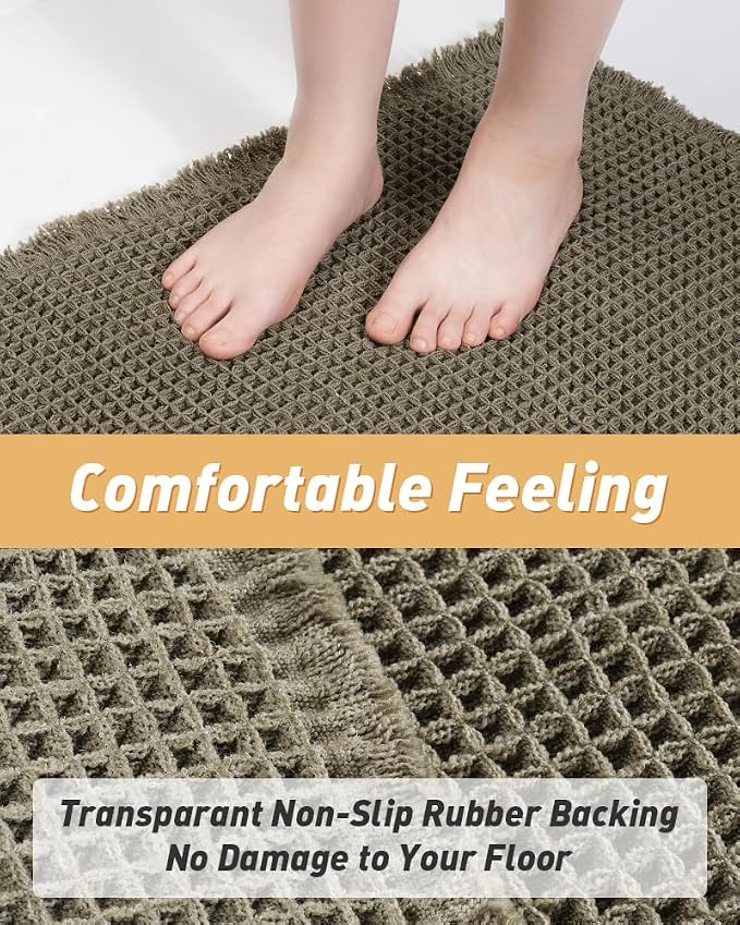 AMOAMI Upgraded Waffle Bath Mat, Super Absorbent Non Slip Bath Mats - Image 4