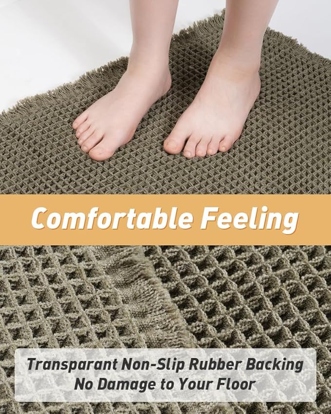 AMOAMI Upgraded Waffle Bath Mat, Super Absorbent Non Slip Bath Mats - Image 4
