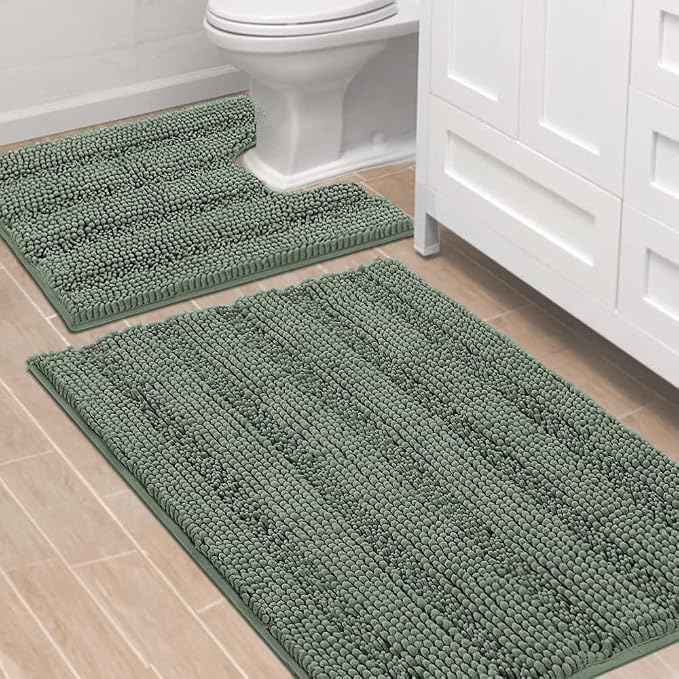 H.VERSAILTEX Bathroom Rugs Bath Rug Set 2 Piece Bathroom Contour Rug Toilet Mat by HVERSAILTEX