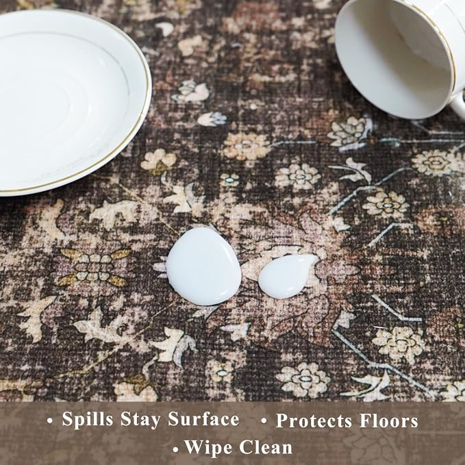 Washable Non-Skid 3 Piece Kitchen Rugs Set – Modern Boho Floral Low-Pile Area - Image 6