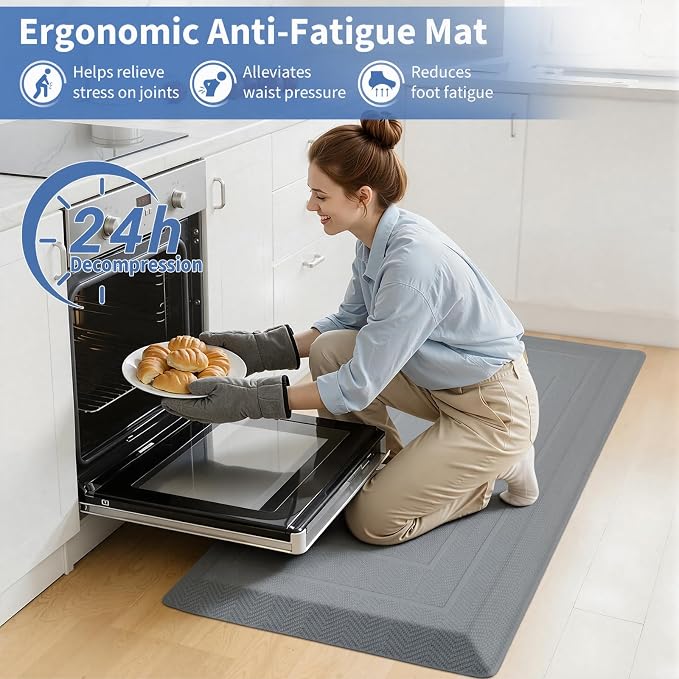 UKISS 9/10"" Extra Thick Cushioned Anti Fatigue Kitchen Mat, Waterproof High - Image 4