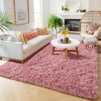 Amdrebio Blush Pink Area Rugs for Girls Bedroom, Fuzzy Furry Fluffy Kawaii Rugs - Image 4
