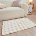 Creamy White Rabbit Plush Rug 2'x3', Fluffy Faux Fur Shaggy Area Rug by CHOVY