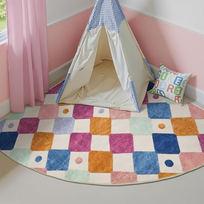jinchan Macy Kids Rug for Nursery 5ft Radius Corner Washable Area Rug Modern - Image 3