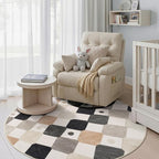 jinchan Macy 5ft Round Rug for Kids Room Black and White Modern Colorful by JINCHAN