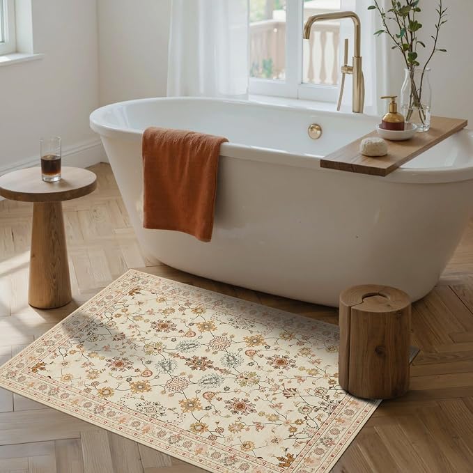 Rugxara Door Mat Floral Entryway Rug, Washable Samll 2x3 Rug, Boho Front Door - Image 4
