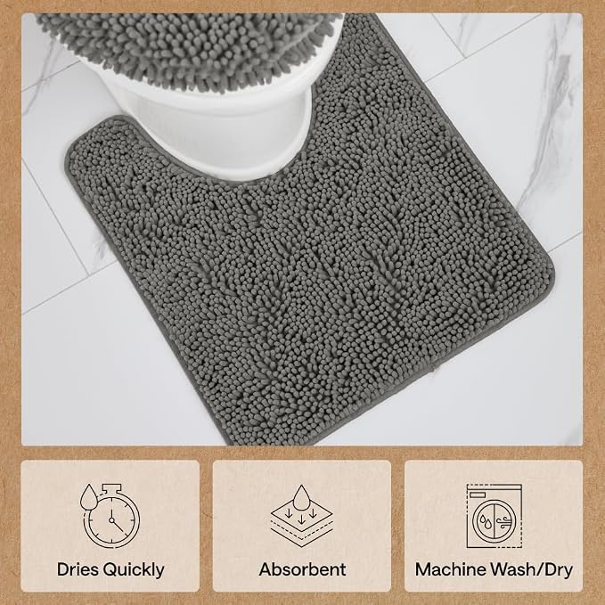 GORILLA GRIP Plush Absorbent Shaggy Chenille Bath Rug Mat - Image 7