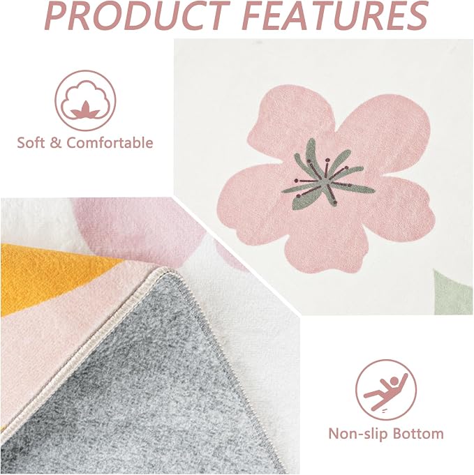 Kids Rug, Kids Carpet Playmat Non-Slip 5x7 Area Rugs Machine Washable Rug - Image 5