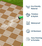 Garvee Waterproof Outdoor Rug 9x18, Checkered Foldable Plastic Straw Patio - Image 2
