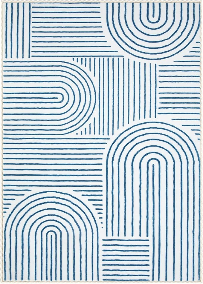 Lahome Abstract Washable Rugs, 4x6 Blue Rug - Image 6