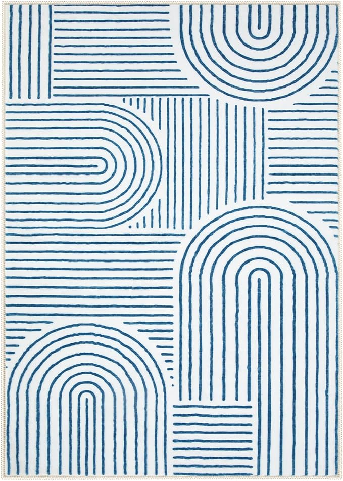 Lahome Abstract 8x10 Area Rugs, Soft Washable Blue Rugs 8x10 Living Room Rugs - Image 7
