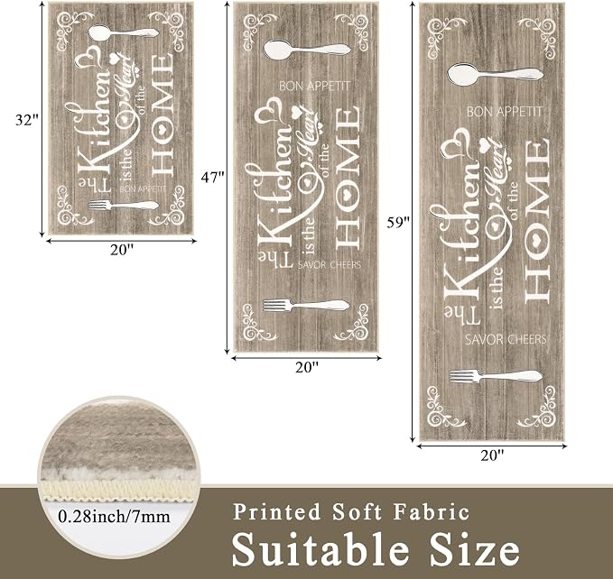 Vaukki Boho Kitchen Rug Sets 3 Pieces, Washable Kitchen Mats - Image 2