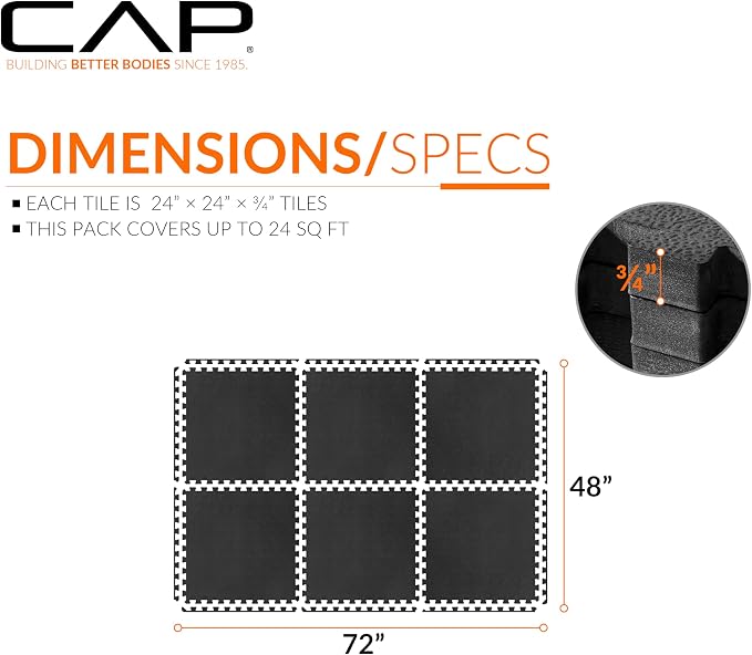 CAP Puzzle Exercise Mats | 3/4” Thick EVA Interlocking Foam Tiles - Image 4