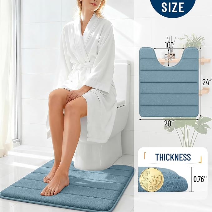 OLANLY Memory Foam Toilet Rugs U Shaped 24x20, Super Soft Absorbent Contour - Image 4