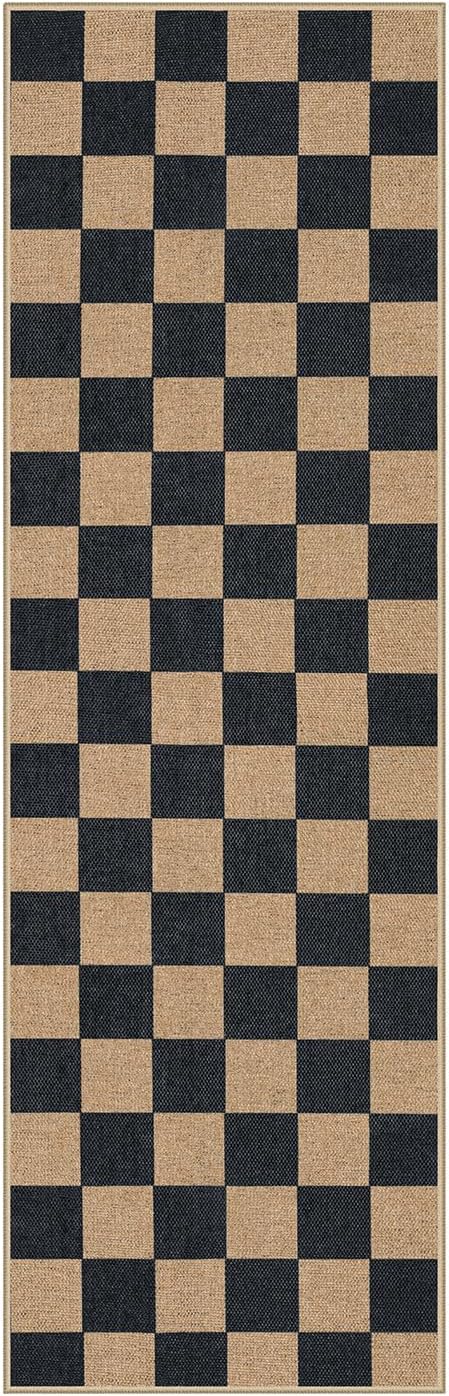 Lahome Colette Checkered Easy Jute Runner Rug, 2x8 Kitchen Rug Non Slip - Image 9