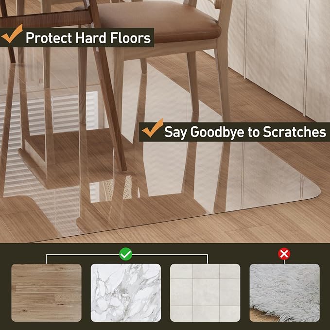 Area Floor Mat for Under High Chair, Spill Resistant Hard Floor Protector Cover - Image 3