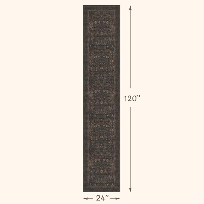 Washable Long 2x10 Hallway Runner Rug - 10ft Floral Foyer Rugs - Image 2