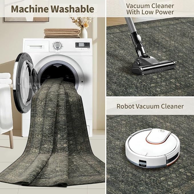 9x12 Washable Area Rug for Living Room, Extra Large, Durable Low Pile Non Slip - Image 5