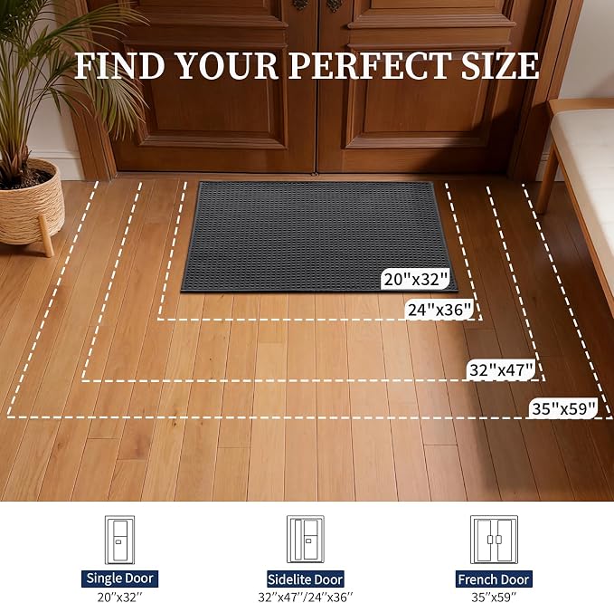 YIHOUSE Indoor Door Mat 20" x 32", Non-Slip Washable Entryway Mat, Dirt Trapper - Image 2