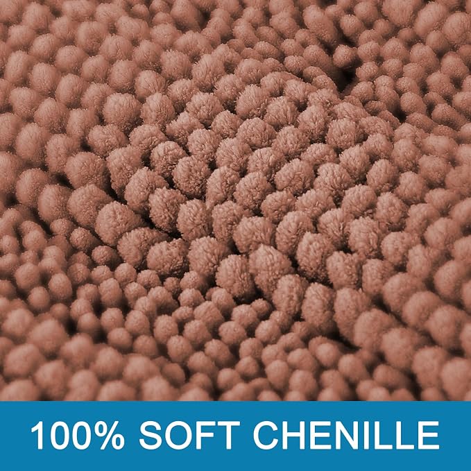 H.VERSAILTEX Bathroom Rug Set, 2 Piece Non Slip Thick Soft Chenille Striped - Image 3