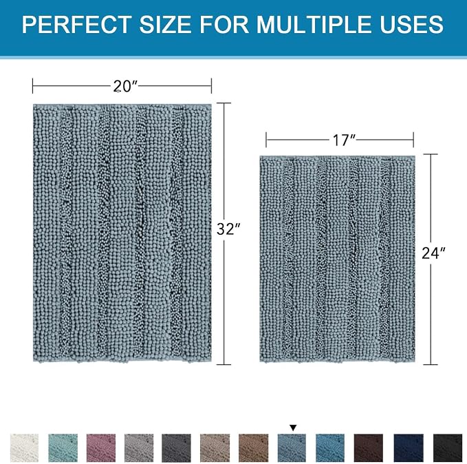 Non Slip Thick Shaggy Chenille Bathroom Rug Mat Set Extra Soft and Absorbent - Image 2