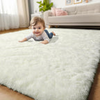 Amdrebio Ivory White Rugs for Bedroom Living Room, Soft Indoor Modern Area Rug - Image 7