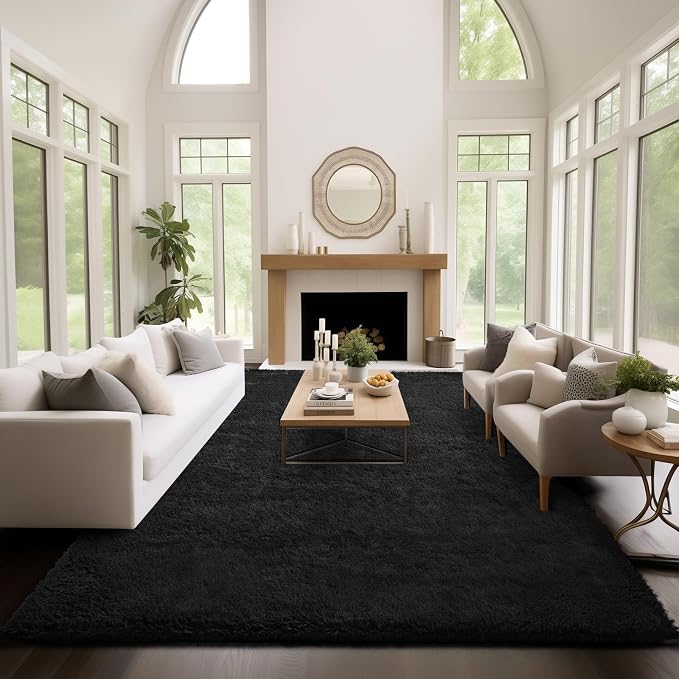 Ophanie Area Rugs 9x12 Living Room, Large Black Bedroom Carpet, Big Shag Indoor - Image 5