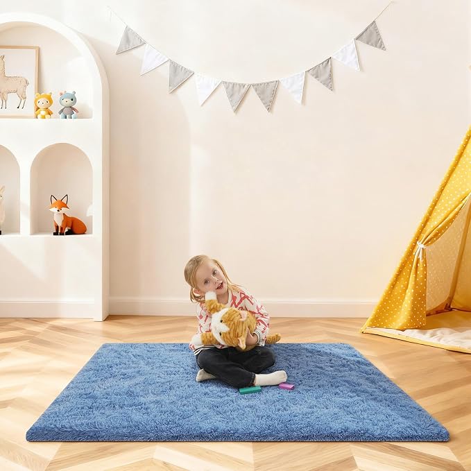 3x5 Rugs for Bedroom, Small Fuzzy Shag Soft Non-Slip Carpet for Kids Girls and - Image 6