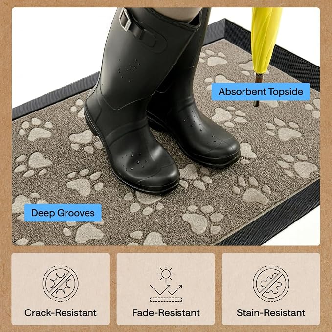 GORILLA GRIP 100% Waterproof All-Season WeatherMAX Doormat 35x23, US Designed - Image 5