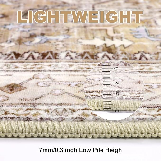 Yamaziot Washable Runner Rug, 3x6 Non-Slip Boho Vintage Hallway Rug - Image 4