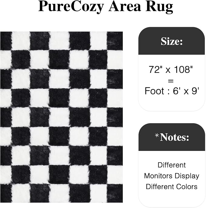 PureCozy Checkered Rug 6x9 for Living Room - Image 2