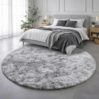Amdrebio Tie-Dye Light Grey Round Circle Area Rugs 5Ft - Image 3