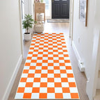 Terrug Orange and White Checkered Area Rug - Image 2