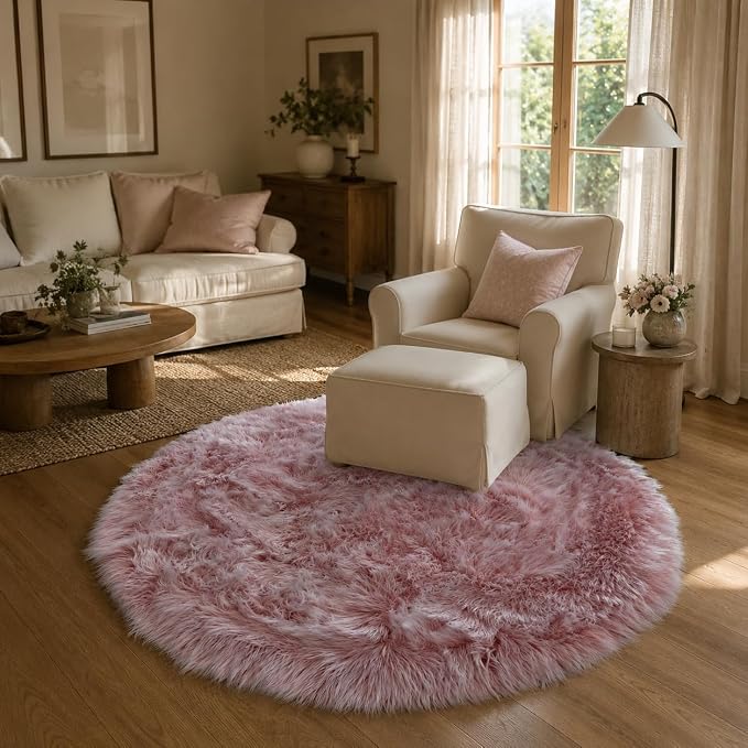 EasyJoy Faux Sheepskin Rug, Fluffy Faux Fur Rug, Ultra Soft Shag Area Rug - Image 5