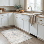 DCX 3x5 Haze Blue Rug, Machine Washable Stain Resistant Distressed Vintage Rug - Image 2