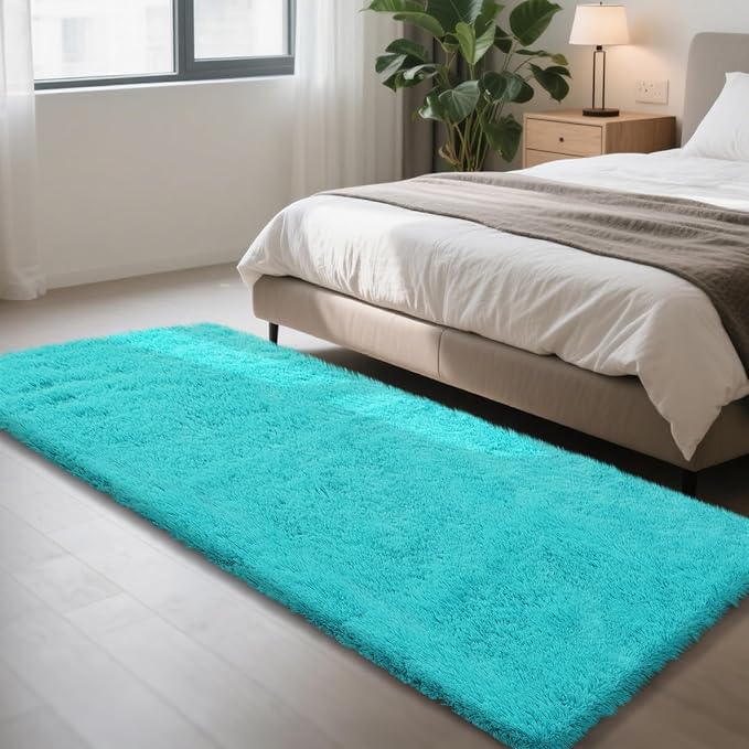 Teal Blue Rug Fluffy Rugs, 3x7 Teal Area Rugs by Yongyangjuxi