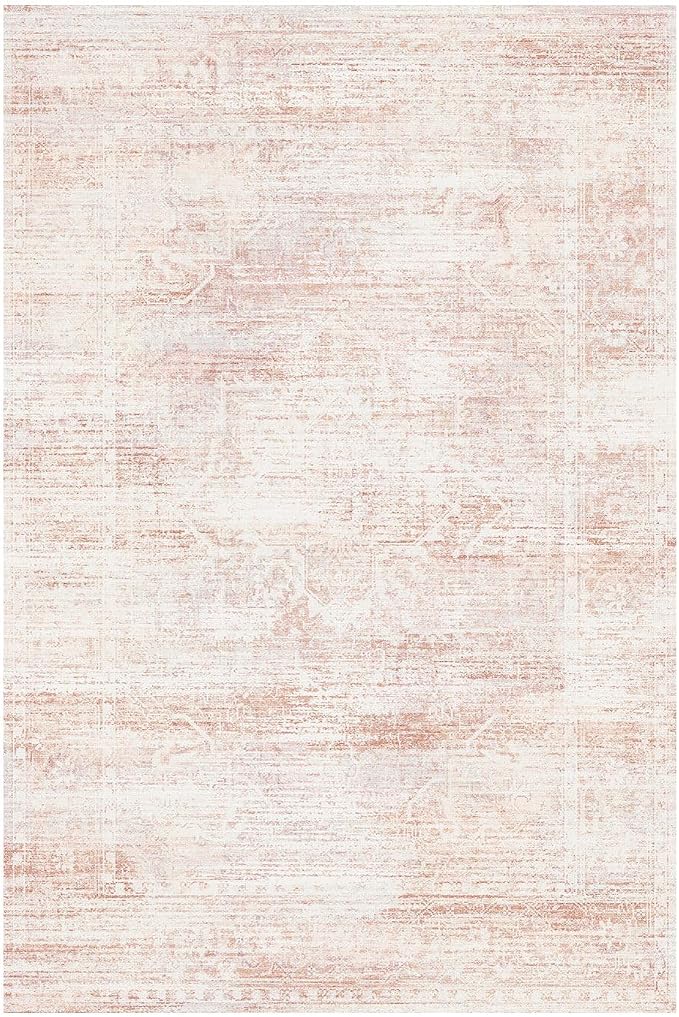 Latte&Fog Pink Washable Hallway Runner Rug 2x10, Non Slip Low Pile Soft Rugs - Image 4
