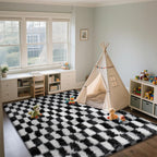 Checkered Area Rugs for Bedroom Living Room, 6x9 Black and White Fluffy Soft - Image 7
