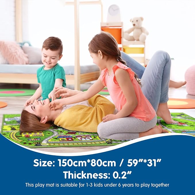 Booooom Jackson Car Rug with Exquisite Box, Washable Rug Kids Area Rug Play Mat - Image 2
