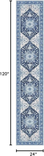 Yamaziot Washable Runner Rug, 2x10 Non-Slip Boho Vintage Hallway Rug Runner - Image 2