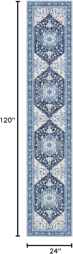 Yamaziot Washable Runner Rug, 2x10 Non-Slip Boho Vintage Hallway Rug Runner - Image 2