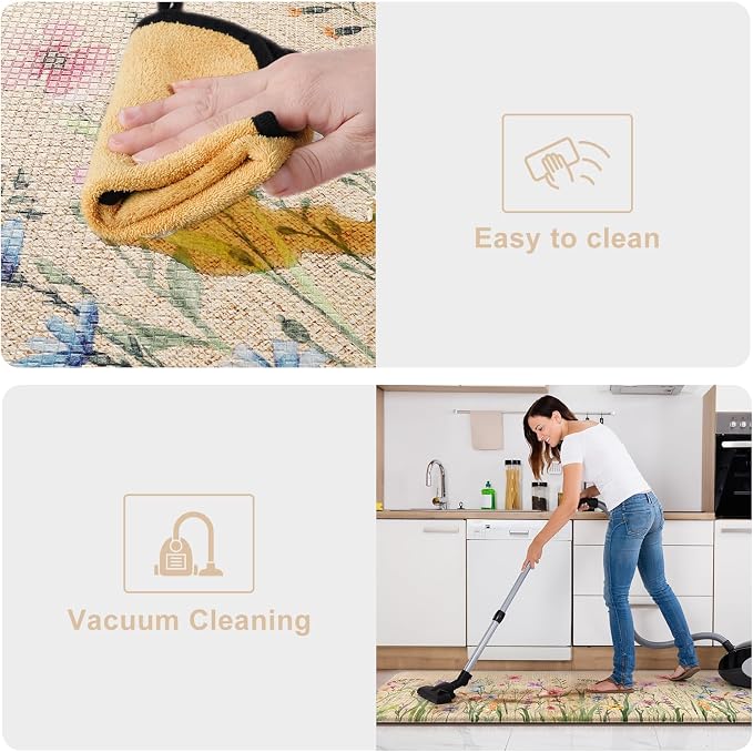 KIMODE Kitchen Anti Fatigue Mats, Farmhouse Flower Kitchen Rugs Sets of 2 - Image 5