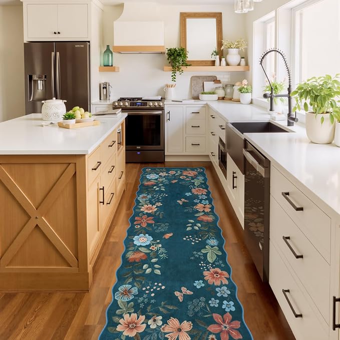 Lahome Floral Washable Runner Rug, Boho Ultra-Thin Kitchen Runners by Lahome