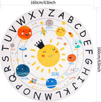 Round ABC Space Kids Rugs, 5.2 ft Non-Slip Solar System Alphabet Rugs, Washable - Image 2