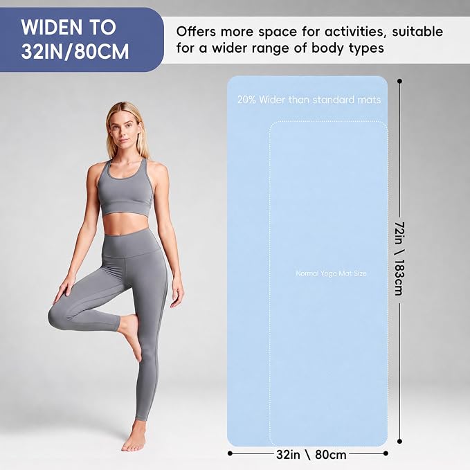 Extra Wide Yoga Mat 72" x 32", 6mm Non Slip TPE Exercise Mat - Image 2