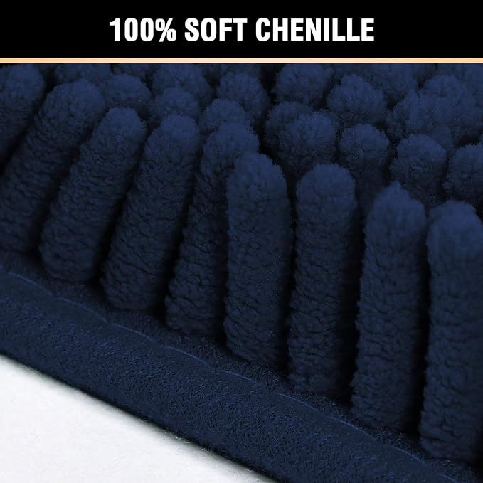 H.VERSAILTEX Navy Bath Mat for Bathroom, Microfiber Bath Rugs Chenille Floor - Image 3
