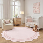 Washable 5ft Area Rugs for Living Room, Solid Pink Non Slip Rugs for Bedroom - Image 2
