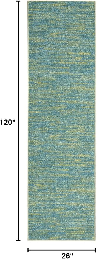 Nourison Home Nourison Essentials Blue Green 2'2" x 10' Area Rug - Image 2