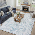 6x9 Fluffy Area Rug Blue Shag Neutral Carpet - Image 5